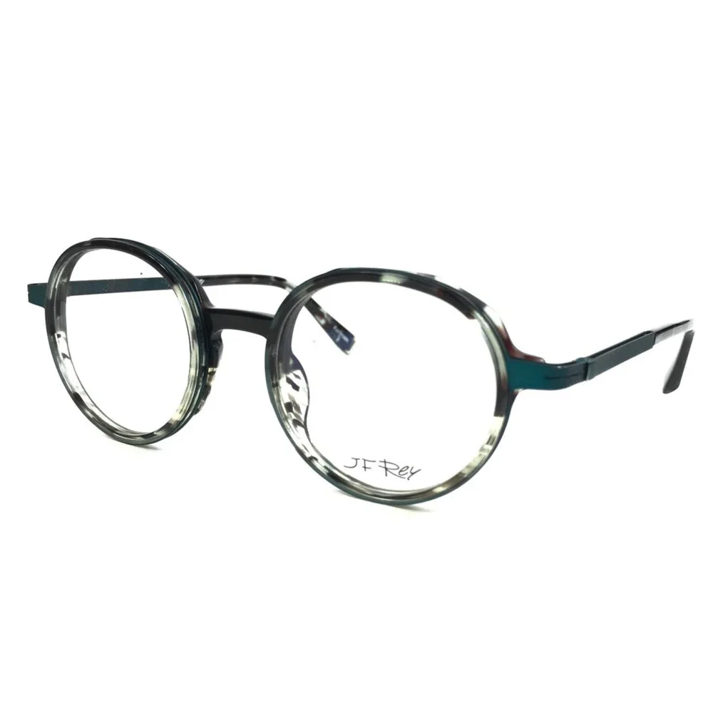 J. F. Rey Eyeglasses Frames JF2977 9022 Green Tortoise Round Full 50-22-148
